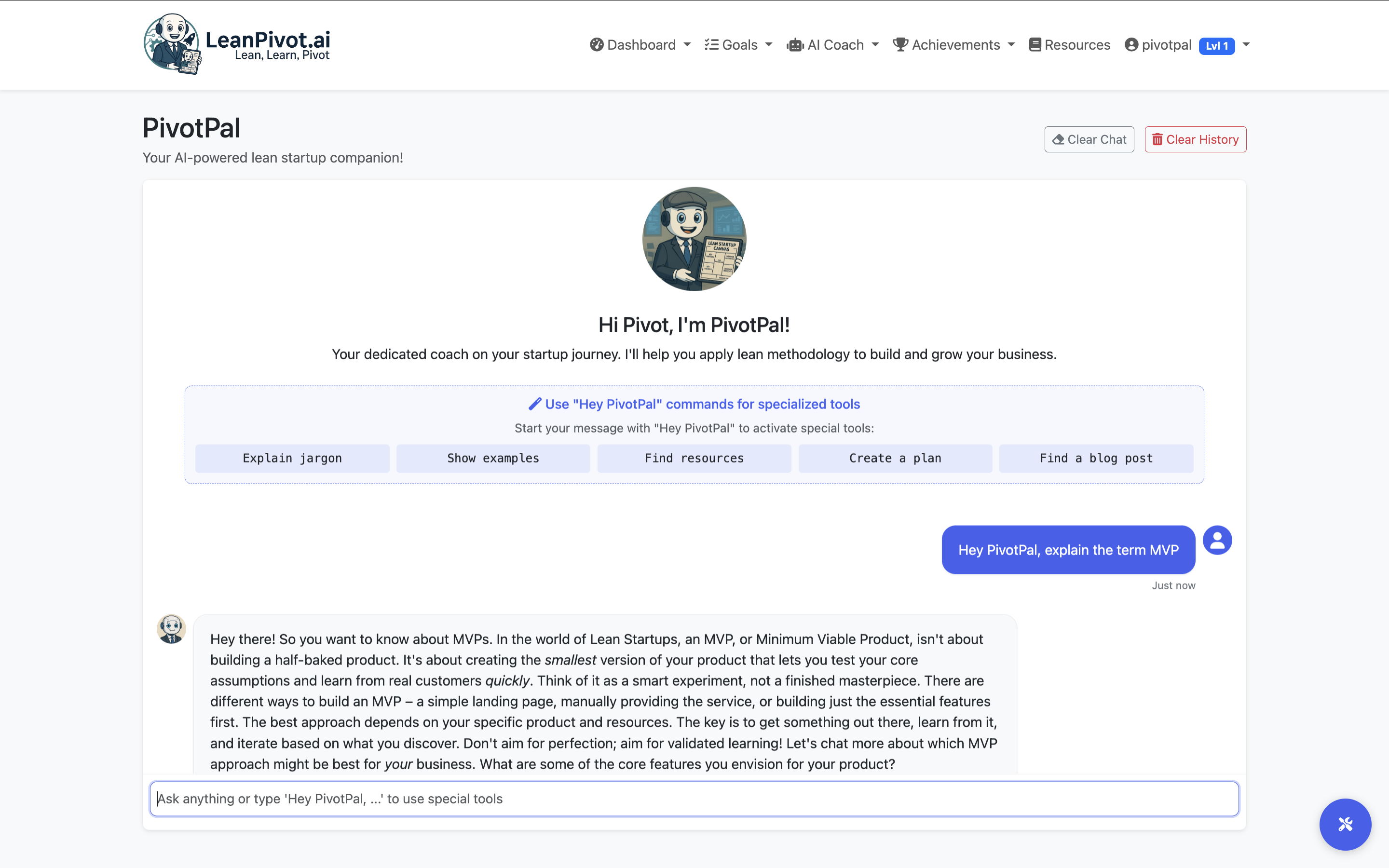 PivotPal AI Chat Interface